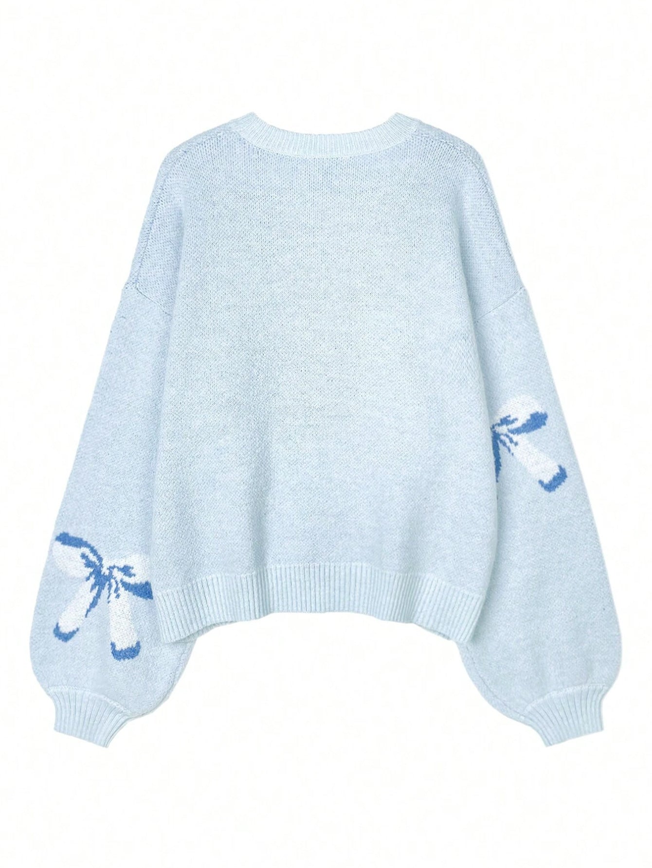 Christmas Bow Round Neck Long Sleeve Sweater