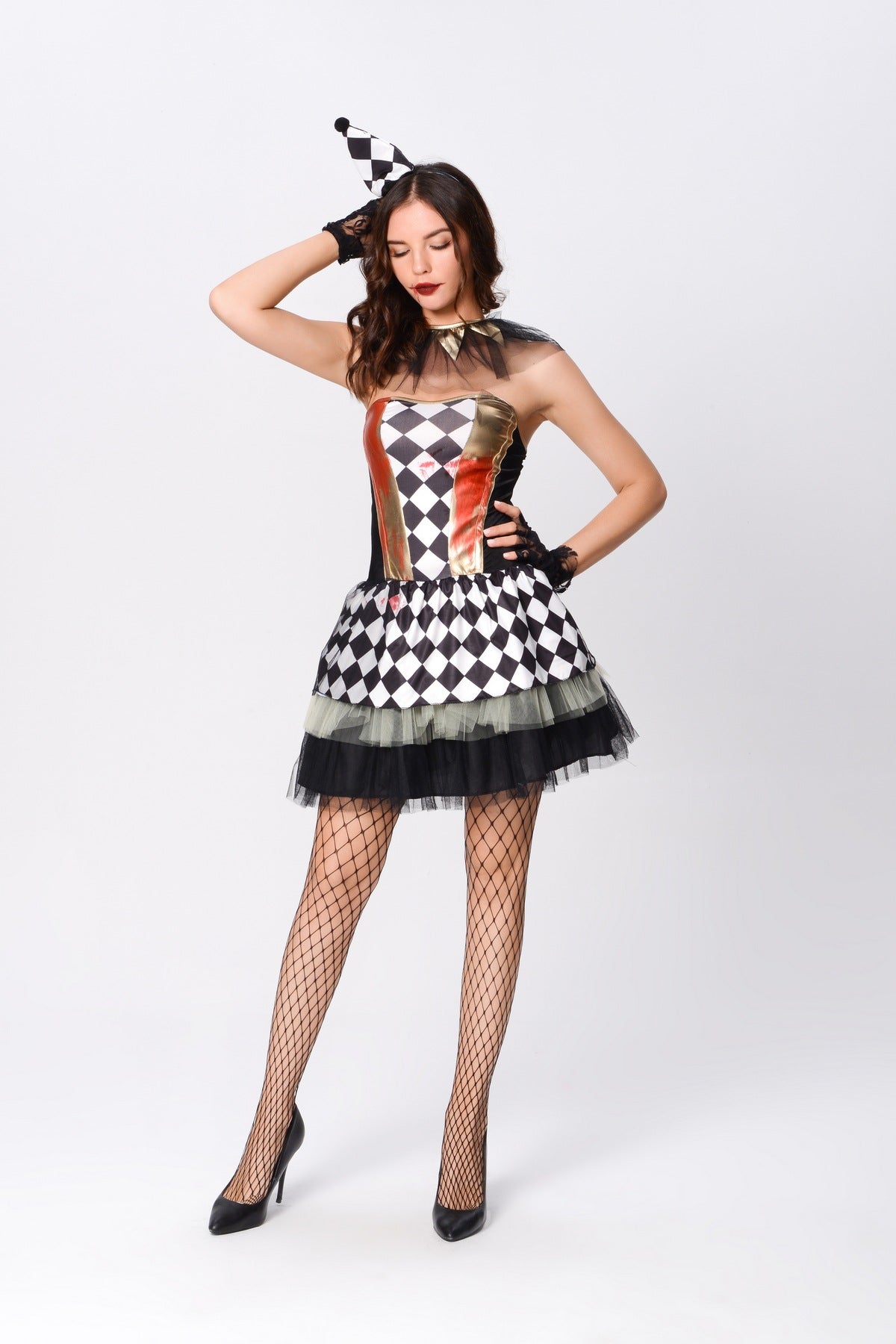 Halloween Clown Costume Black and White Dress