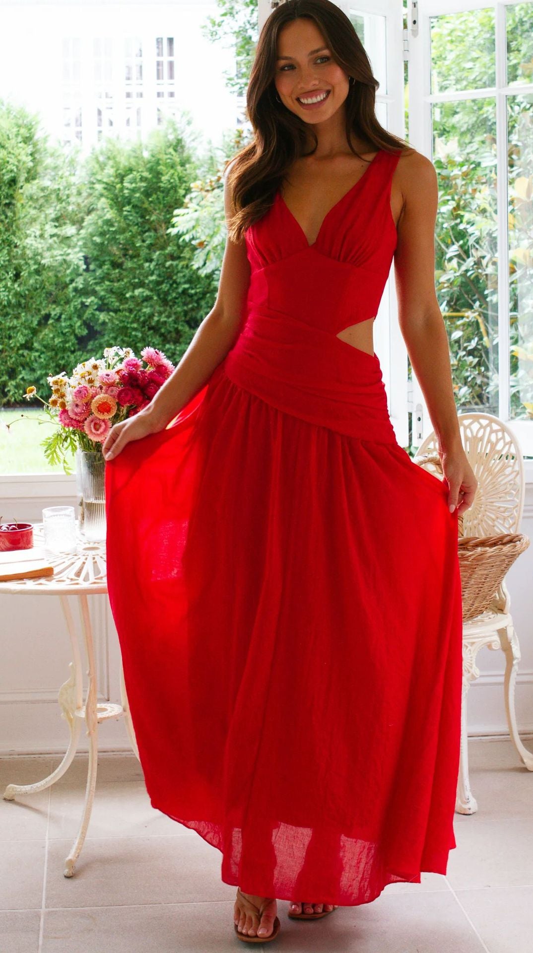 Sleeveless Paneled Long Dress