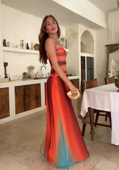 Printed Off-Shoulder Maxi Dress
