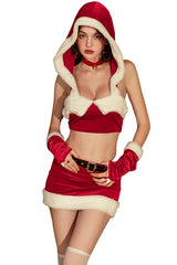 Christmas  Hooded Top and Mini Skirt Set