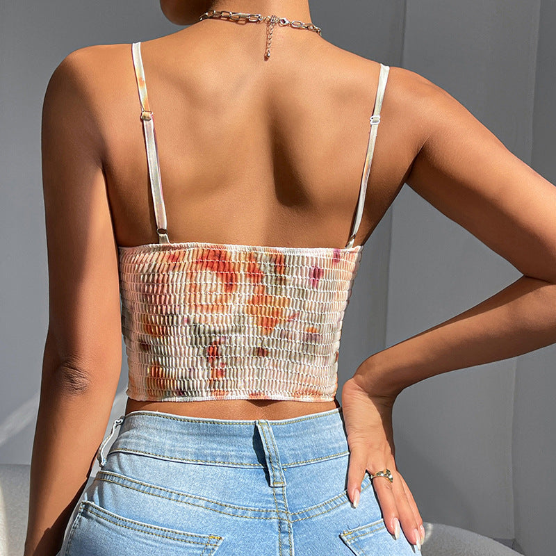 Fishbone Bra Vest With Printed Camisole