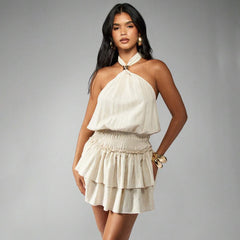 Sleeveless Cinched-Waist Elegant Dress