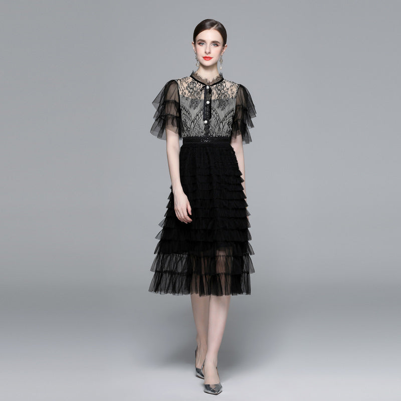 Lace Ruffle Tulle Dress