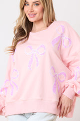 Christmas Loose Round Neck Bowknot Sweatshirt