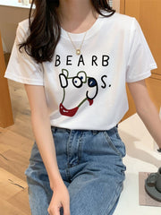 All-match cartoon print inner short-sleeved top