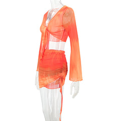 Cutout O - Ring Tie Up Shrug Knot Mini Dress Two Piece Set
