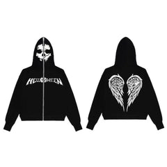 Y2K Zip Up Rhinestone Jacket Long Sleeve Halloween Top Sweatshirt Hoodies