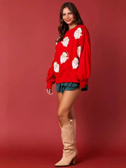 Christmas Velvet Sequin Sleeve Santa Pullover