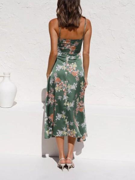 Beach Halter Dress With Printed Bow