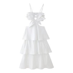3D Flower Layered Sleeveless Suspender Dress