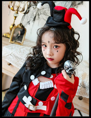 Kids Girls Clown Witch Set Coat skirt Hat socks Halloween Dance Cosplay Dresses