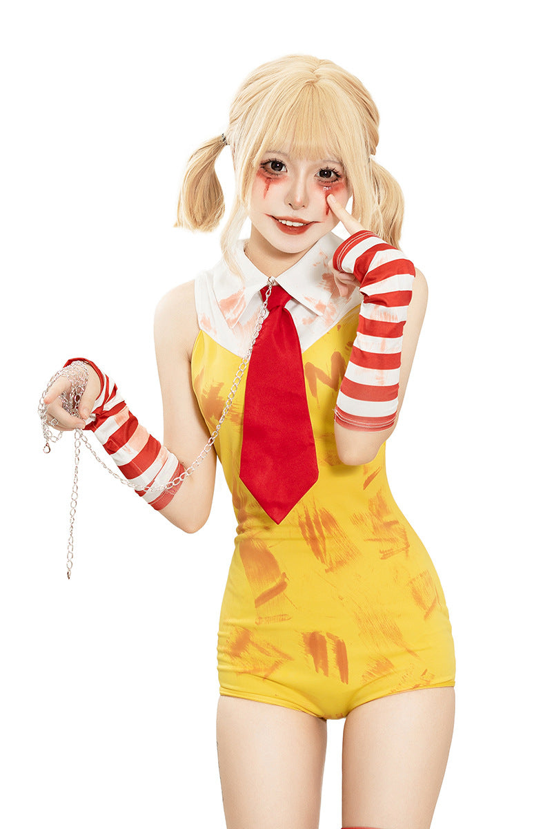 Halloween Costume Anime Game Character Cosplay Yellow Striped Jumpsuit