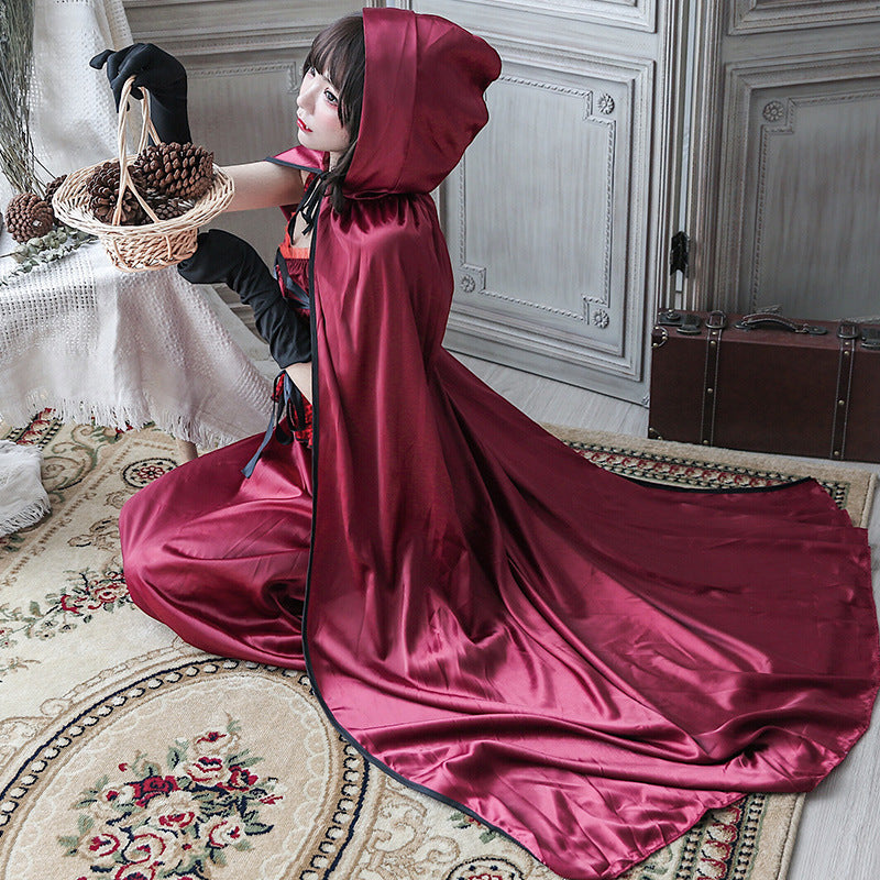 Red Riding Hood Cosplay Vampire Cape Shawl Halloween Dress