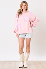 Christmas Loose Round Neck Bowknot Sweatshirt