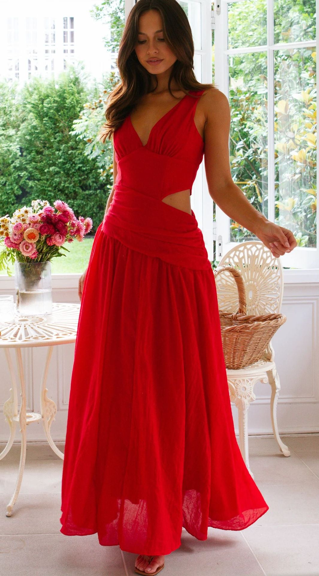 Sleeveless Paneled Long Dress