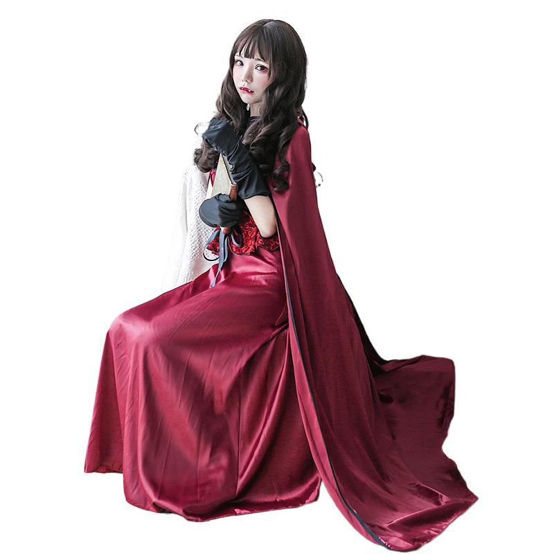 Red Riding Hood Cosplay Vampire Cape Shawl Halloween Dress