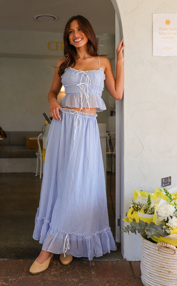 Suspender Bow Top Pleated Fairy Skirt Set