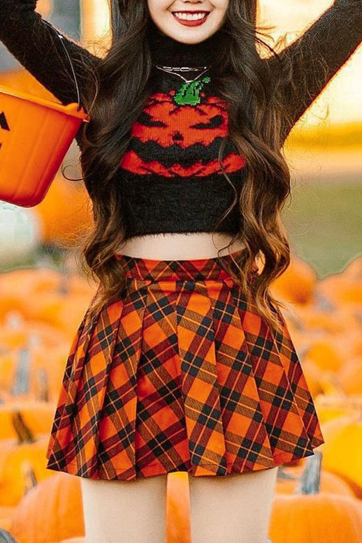 HalloweenHalloween Pumpkin Plush Cropped Sweater Pumpkin Plush Cropped Sweater