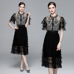 Lace Ruffle Tulle Dress