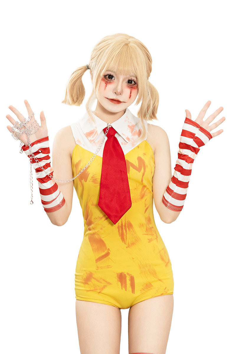 Halloween Costume Anime Game Character Cosplay Yellow Striped Jumpsuit