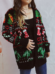 Long Sleeve Jacquard Christmas Streetwear Cardigans