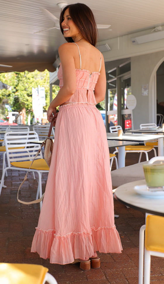 Suspender Bow Top Pleated Fairy Skirt Set