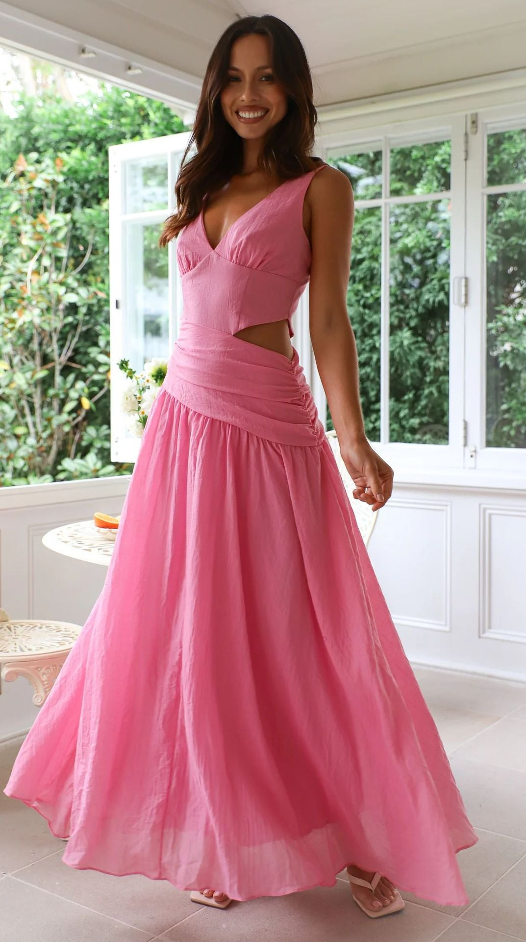 Sleeveless Paneled Long Dress