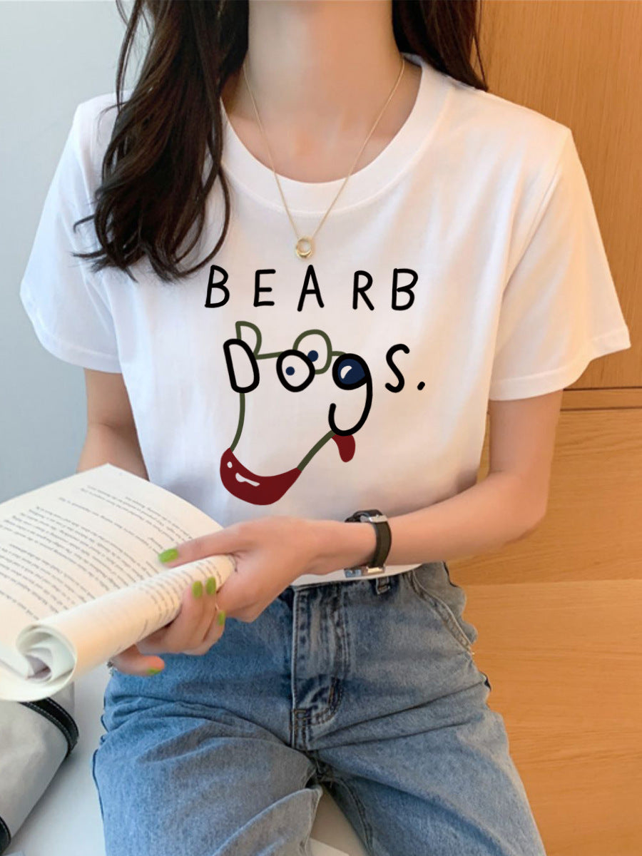 All-match cartoon print inner short-sleeved top