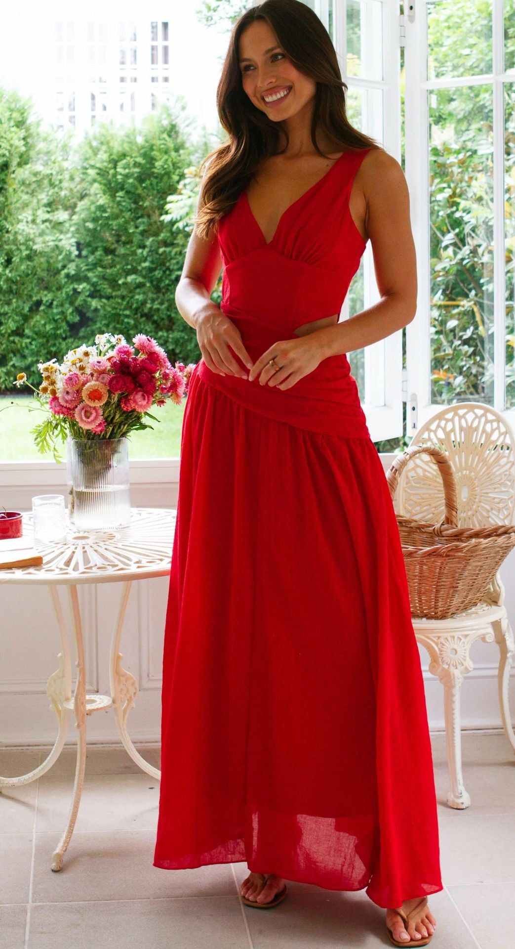 Sleeveless Paneled Long Dress