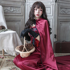 Red Riding Hood Cosplay Vampire Cape Shawl Halloween Dress