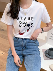 All-match cartoon print inner short-sleeved top