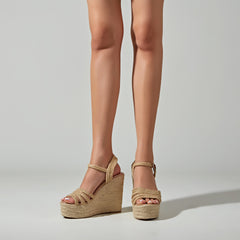 Braided Rope Wedge Platform Sandals