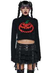 HalloweenHalloween Pumpkin Plush Cropped Sweater Pumpkin Plush Cropped Sweater