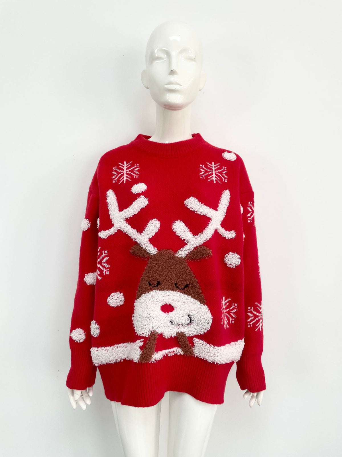 Textured reindeer Christmas Sweater