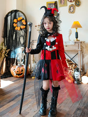 Kids Girls Clown Witch Set Coat skirt Hat socks Halloween Dance Cosplay Dresses