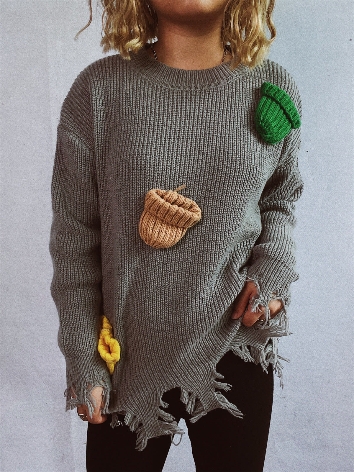 Christmas Long Sleeve Crewneck Chunky Knit Sweater