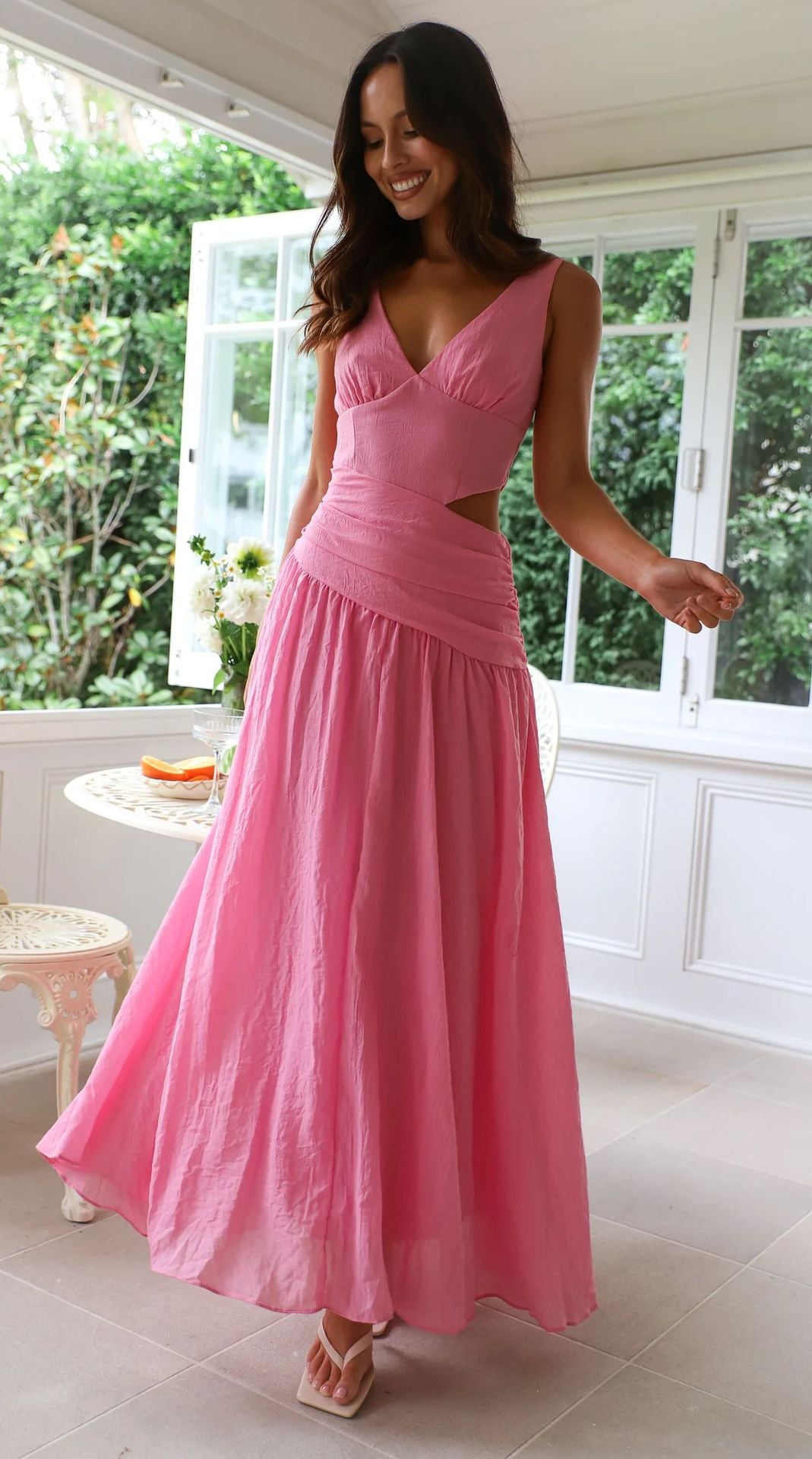 Sleeveless Paneled Long Dress