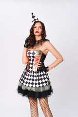 Halloween Clown Costume Black and White Dress