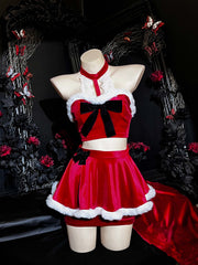 Velvet Christmas Style Skirt Suit