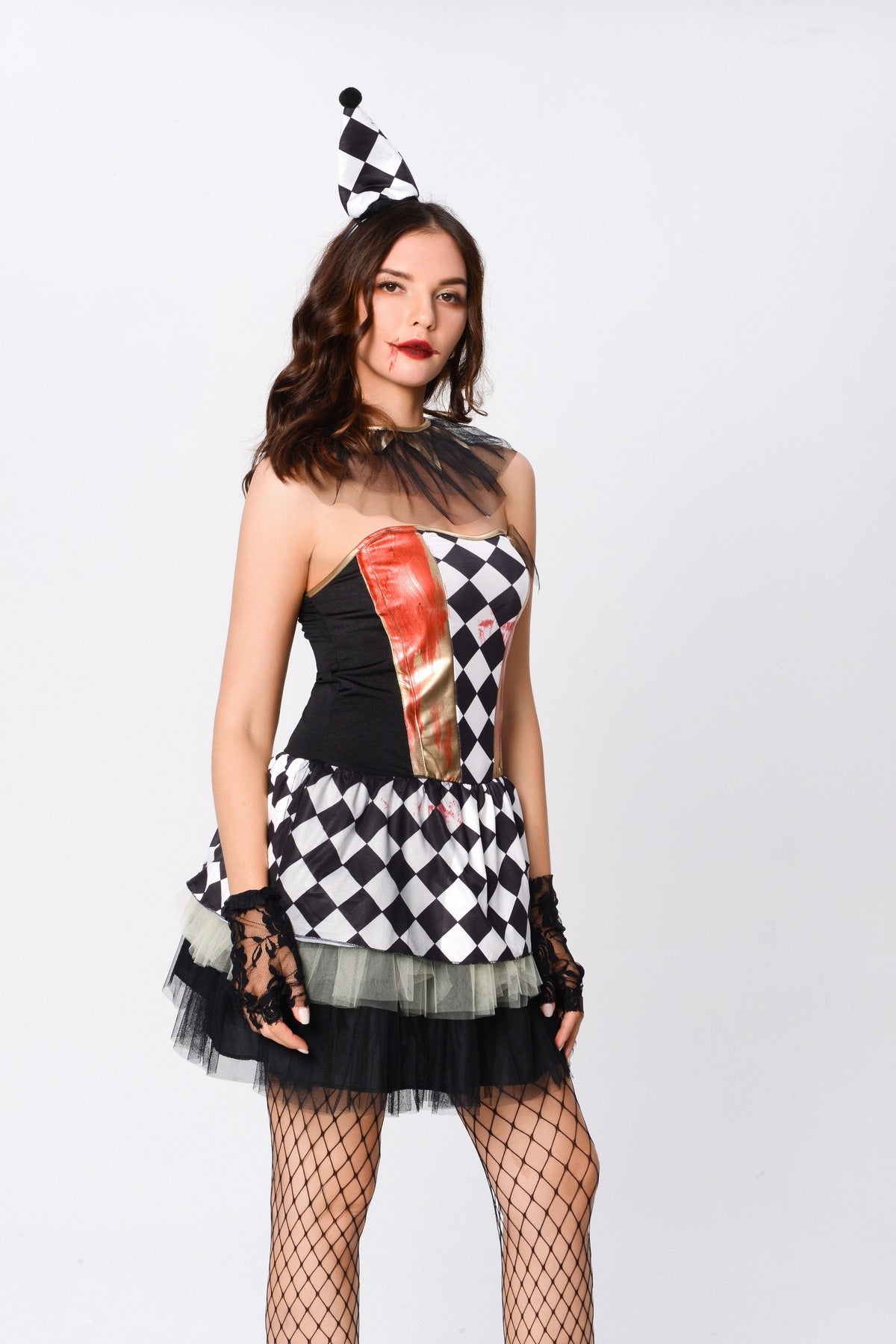 Halloween Clown Costume Black and White Dress