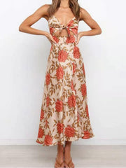 Beach Halter Dress With Printed Bow