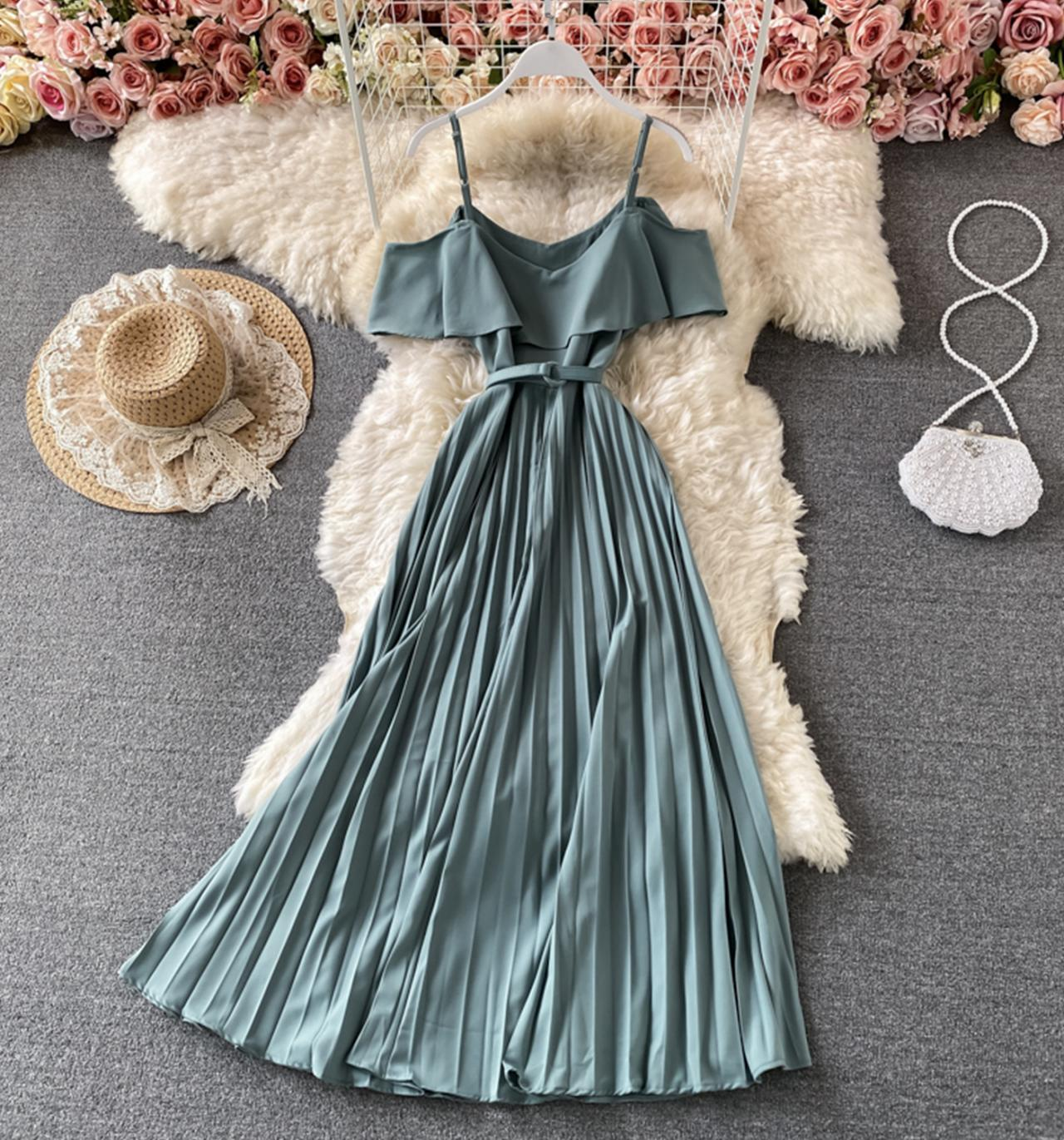 Cute A line dress off shoulder dress maxi dress