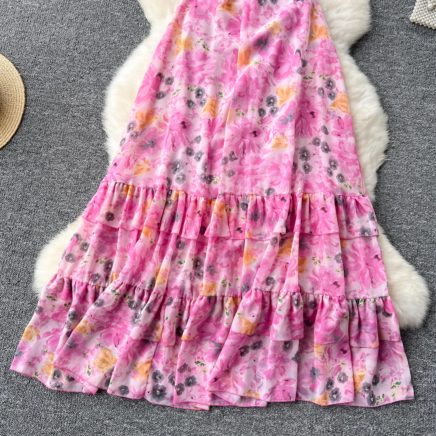 Women's v neck printed dress