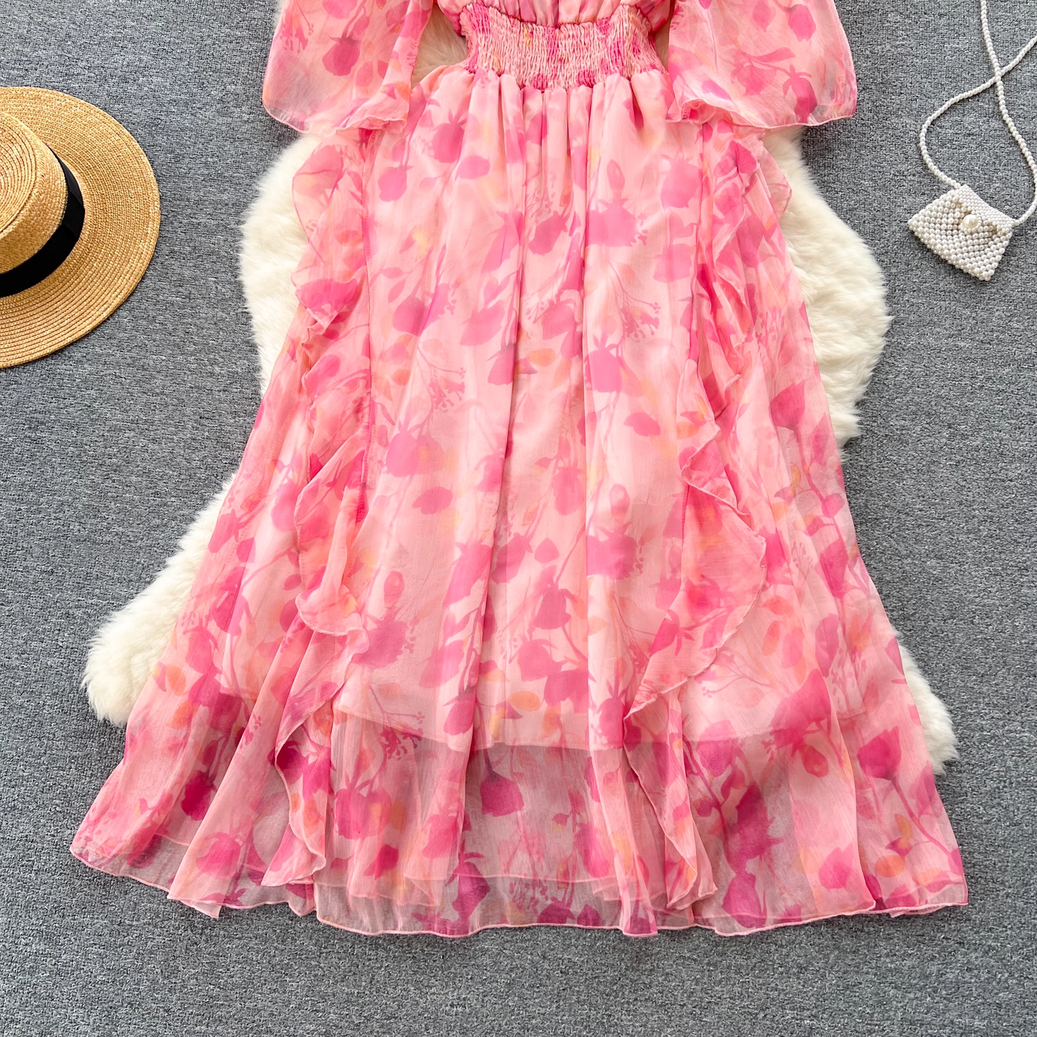Women's summer floral chiffon dress