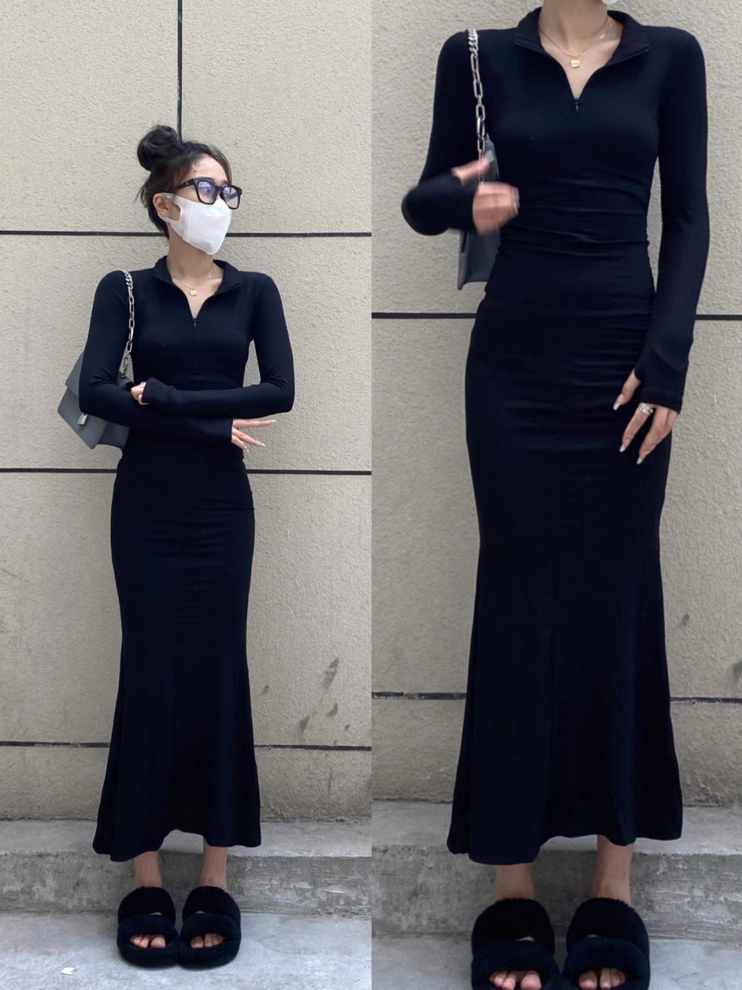 Black Long Sleeve Mermaid Dress