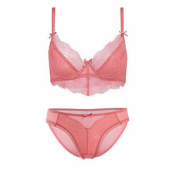 Dessous-Set aus Spitze mit 3/4-Cup-Stickerei und Raffung