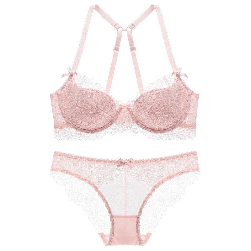 Lace Push-Up Bra Set With Adjustable Straps