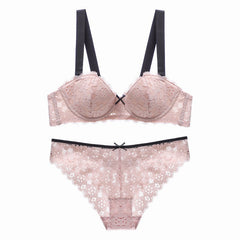 Floral Embroidery Push Up Bra And Panty Set