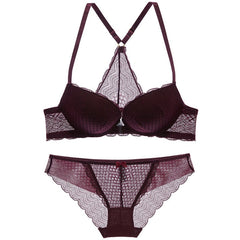 Front Buckle Strappy Back Bralette Brief Set